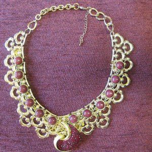 Gorgeous Cleopatra necklace original Claudia Myers Design red sparkly free ship